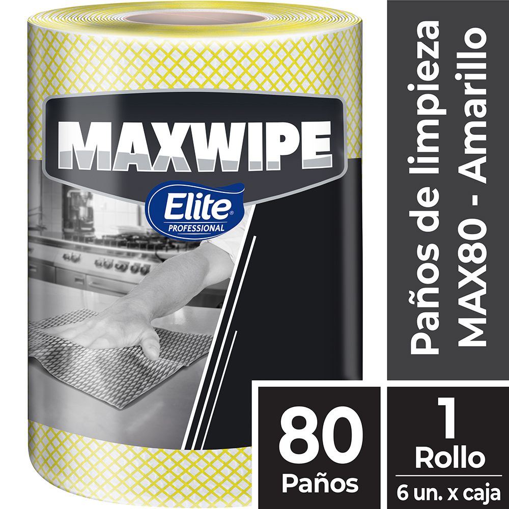 Paños Maxwipe Multiuso Rollo Amarillo x80