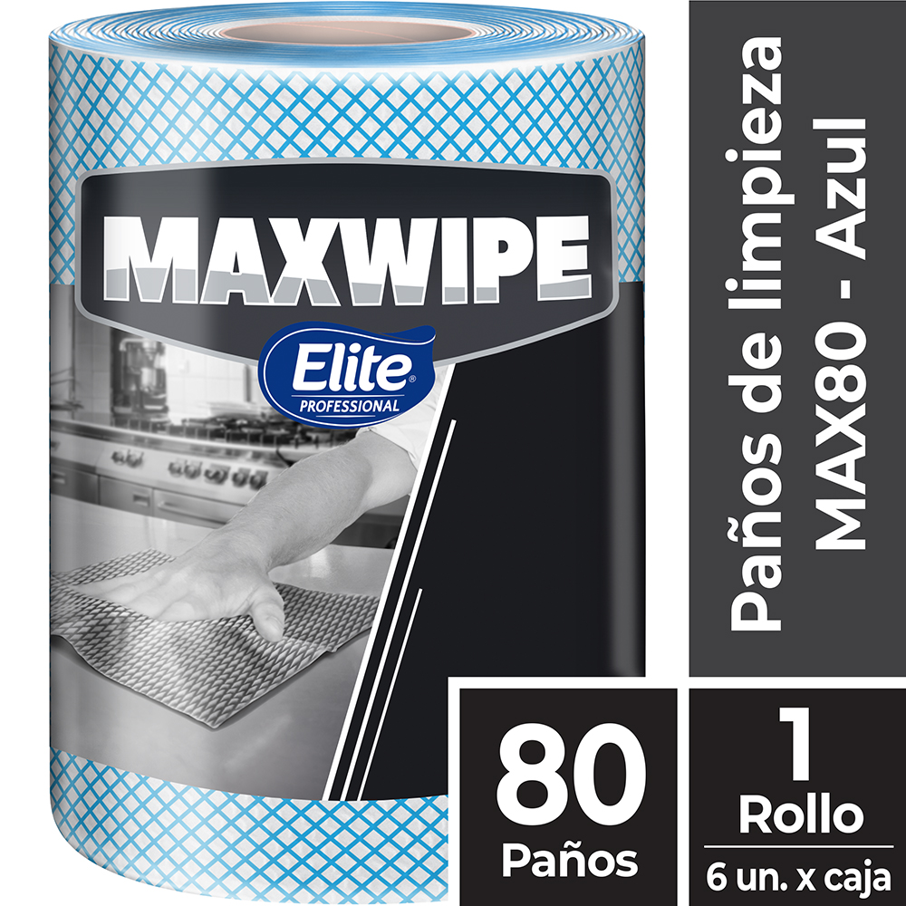 Paños Maxwipe Multiuso Rollo Azul x80