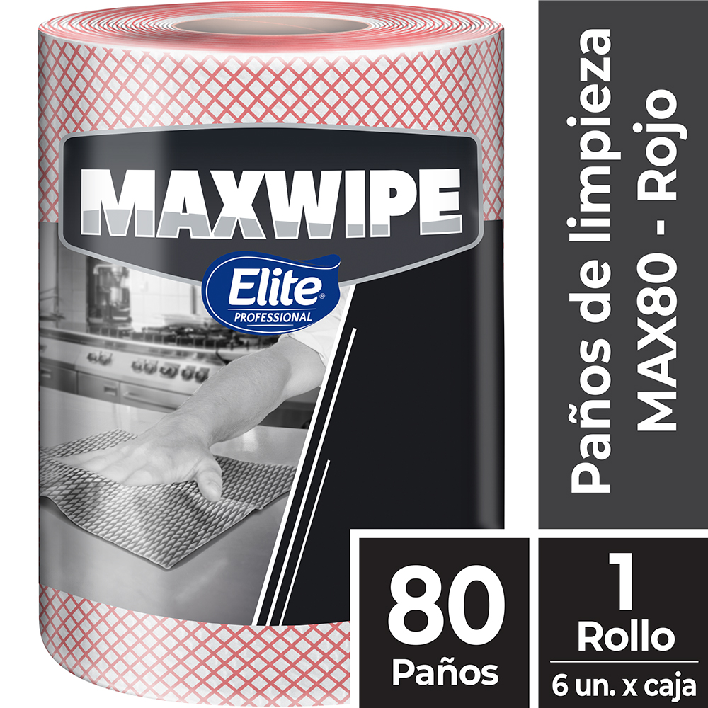 Paños Maxwipe Multiuso Rollo Rojo x80